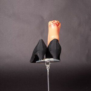 1960s Black Kitten Heel Bow Topped Pumps Heels Shoes